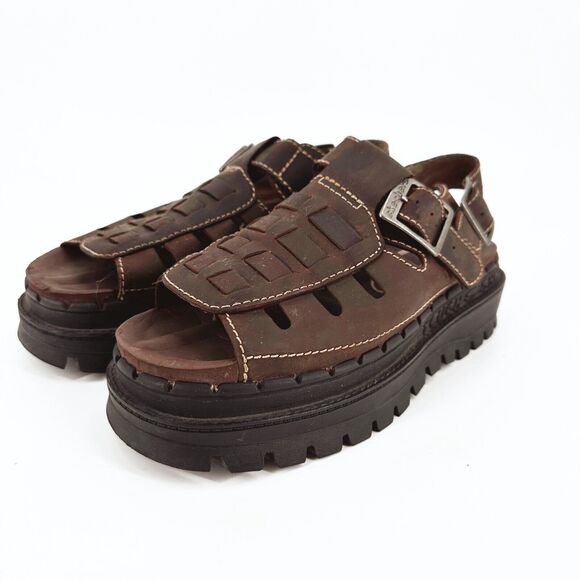 Vintage Jammers Brown Leather Platform Fisherman Sandals - Picture 3 of 12